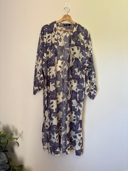 Floral Kimono (White & Teal)