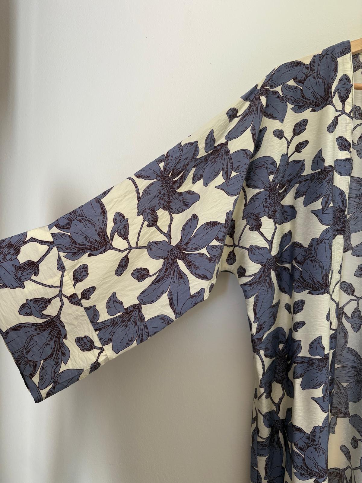 Floral Kimono (White & Teal)