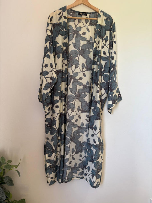 Floral Kimono (White & Blue)