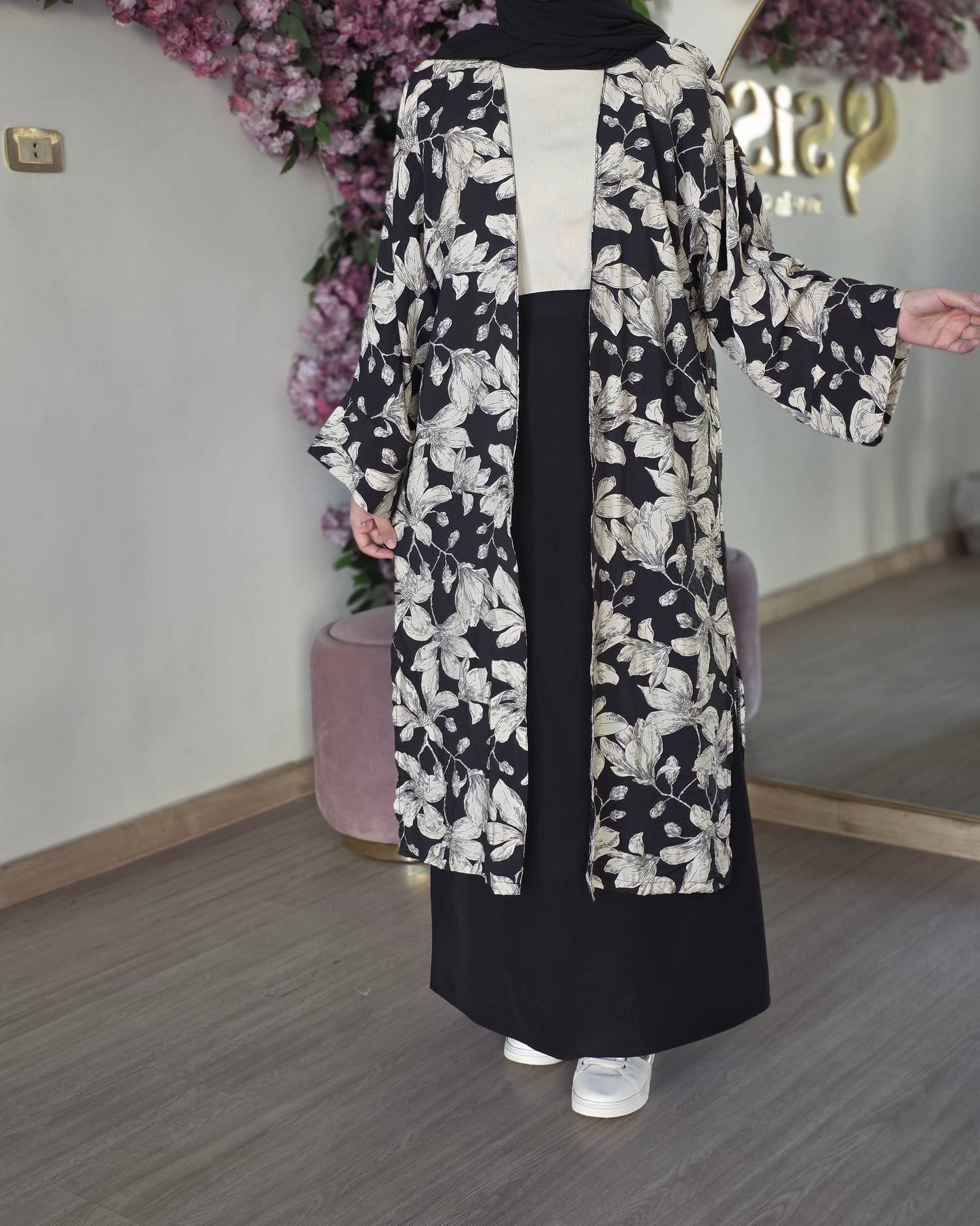 Floral Kimono (Black & White)