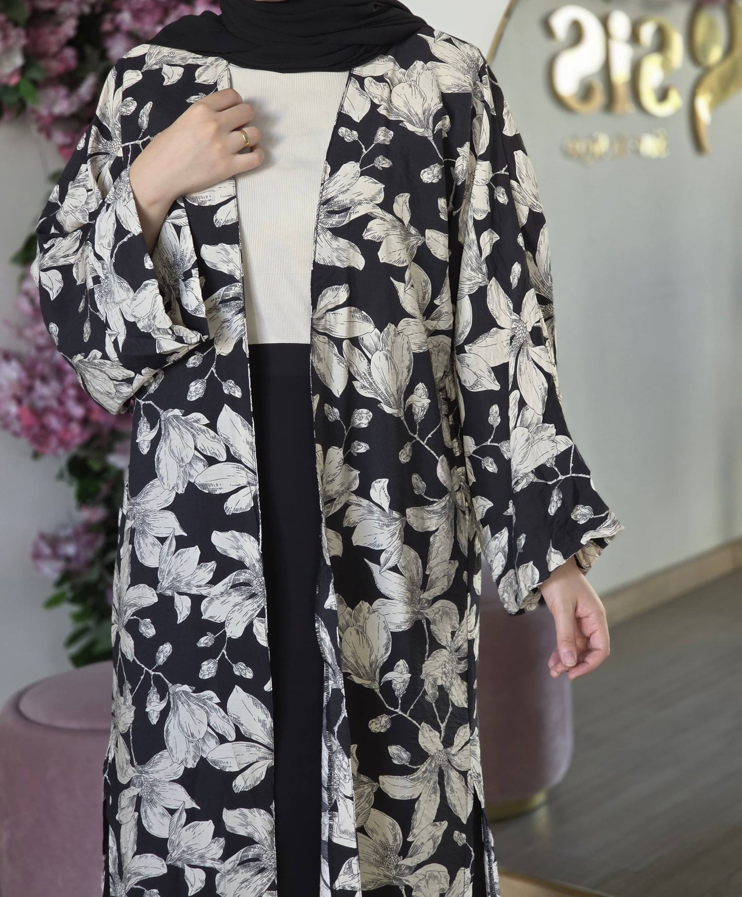 Floral Kimono (Black & White)