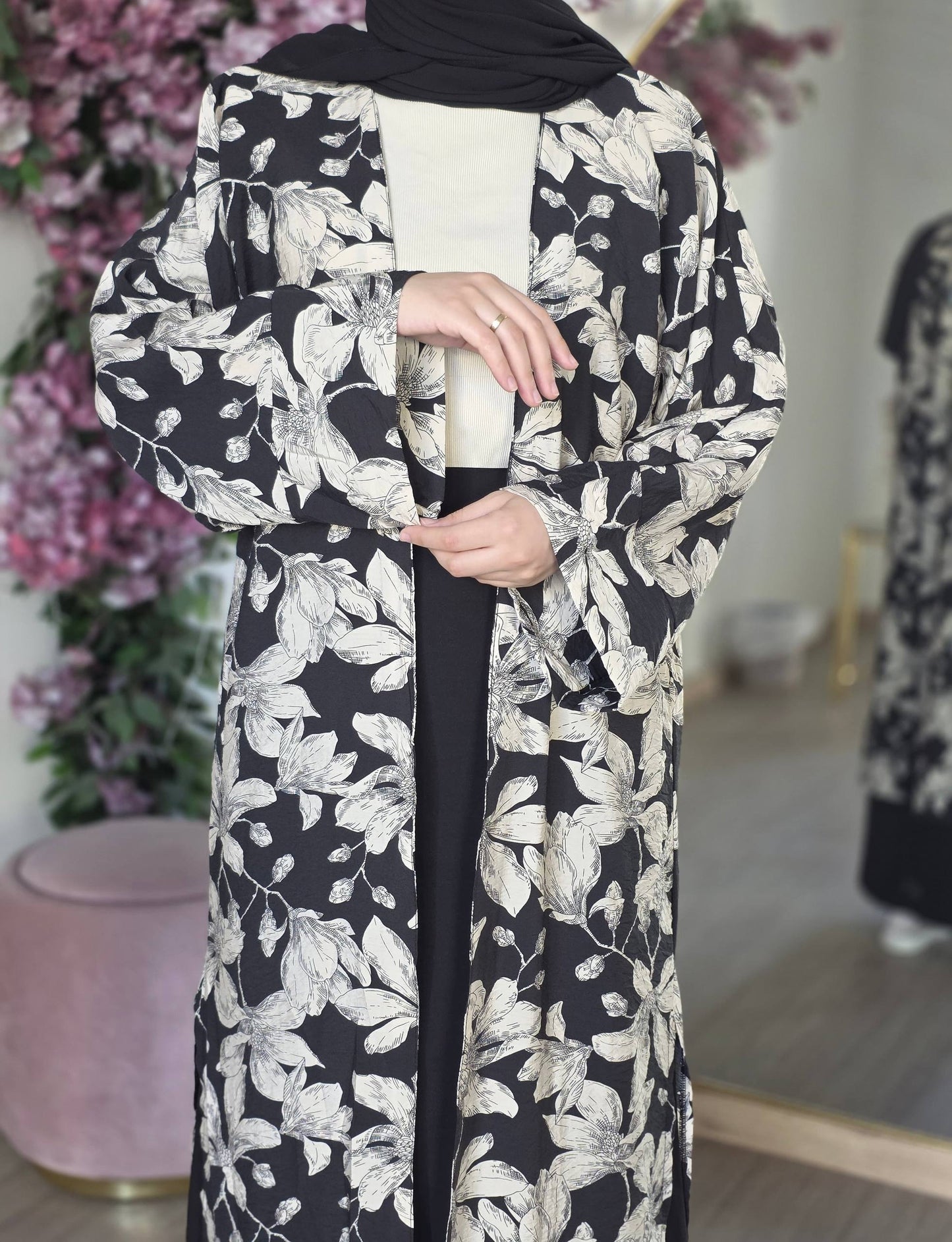 Floral Kimono (Black & White)