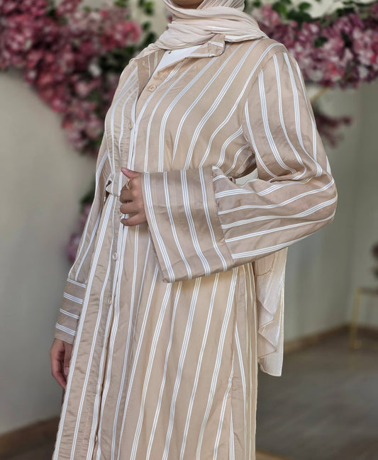 Judy Dress (Beige & White)