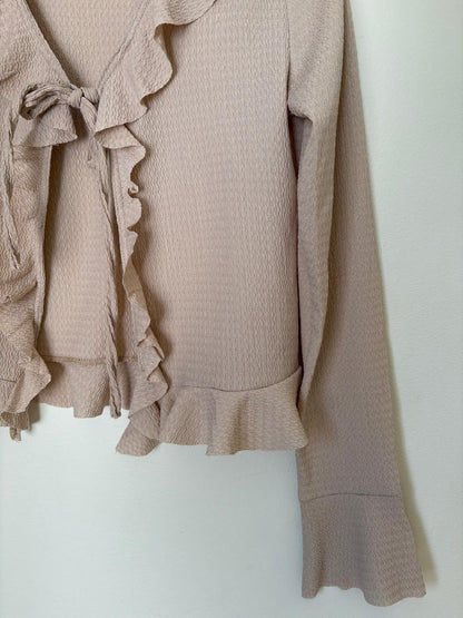 Ruffled blouse (beige)